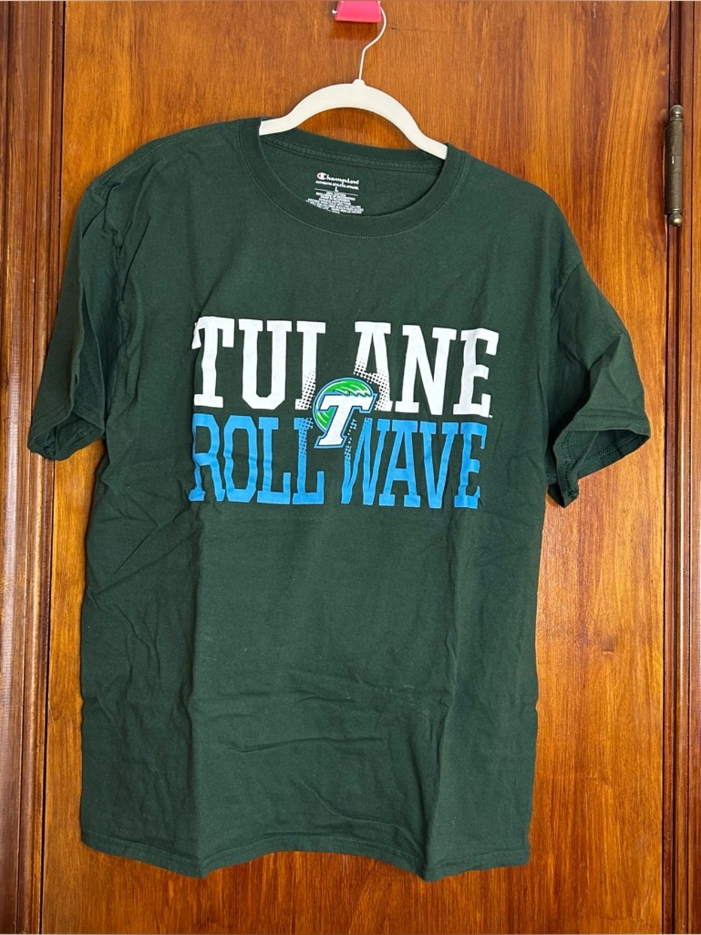 Tulane Roll Wave Green T-Shirt Logo University Collegiate Crew Neck Short Sleeve